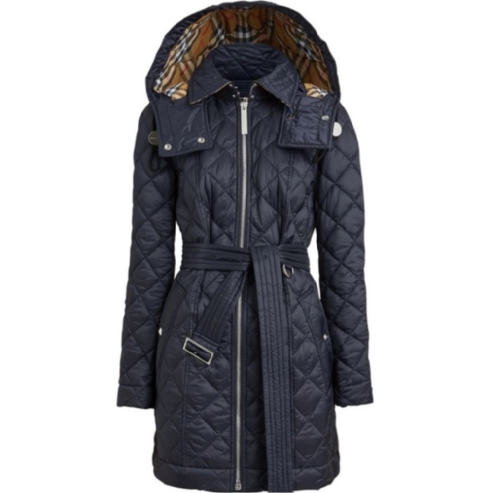 Burberry check print quilted hooded finsbridge baughton jacket